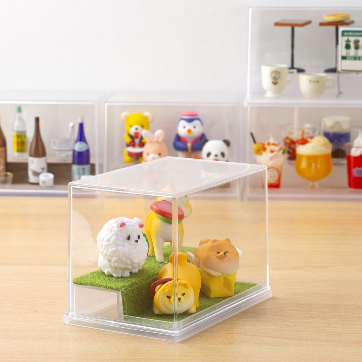 ミニフィギュア ディスプレイケース 収納ケース 10個セット 11.9×7.8×8.3cm ( 収納 ケース ディスプレイ 飾る コレクション ボックス コレクションケース 見せる収納 ディスプレー 入れ物 入れ 収集 ガチャガチャ ひな壇 )