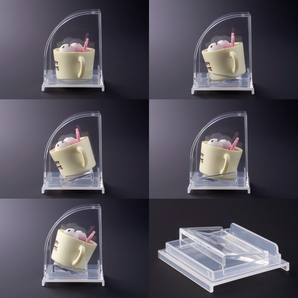 ミニチュアフード ディスプレイ 収納ケース 5.9×5.3×6.7cm ( 収納 ケース 飾る コレクション ボックス コレクションケース 見せる収納 ディスプレー 入れ物 入れ 収集 ガチャガチャ 角度調節 )