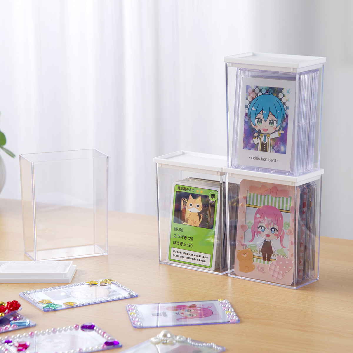 硬質カードケース ディスプレイ 収納ケース 10個セット 9×5.2×11.7cm ( 収納 ケース 飾る コレクション ボックス コレクションケース 見せる収納 ディスプレー 入れ物 入れ 収集 カード アクリルスタンド )