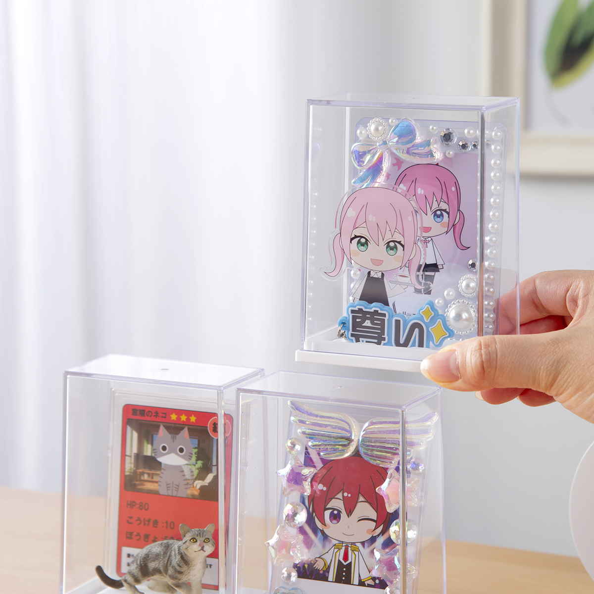 硬質カードケース ディスプレイ 収納ケース 10個セット 9×5.2×11.7cm ( 収納 ケース 飾る コレクション ボックス コレクションケース 見せる収納 ディスプレー 入れ物 入れ 収集 カード アクリルスタンド )