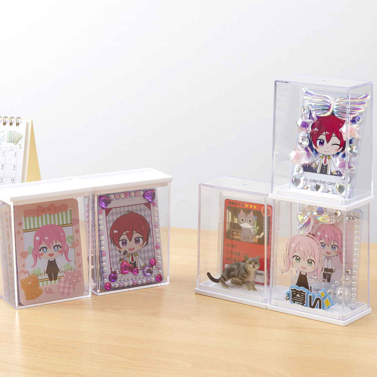 硬質カードケース ディスプレイ 収納ケース 10個セット 9×5.2×11.7cm ( 収納 ケース 飾る コレクション ボックス コレクションケース 見せる収納 ディスプレー 入れ物 入れ 収集 カード アクリルスタンド )