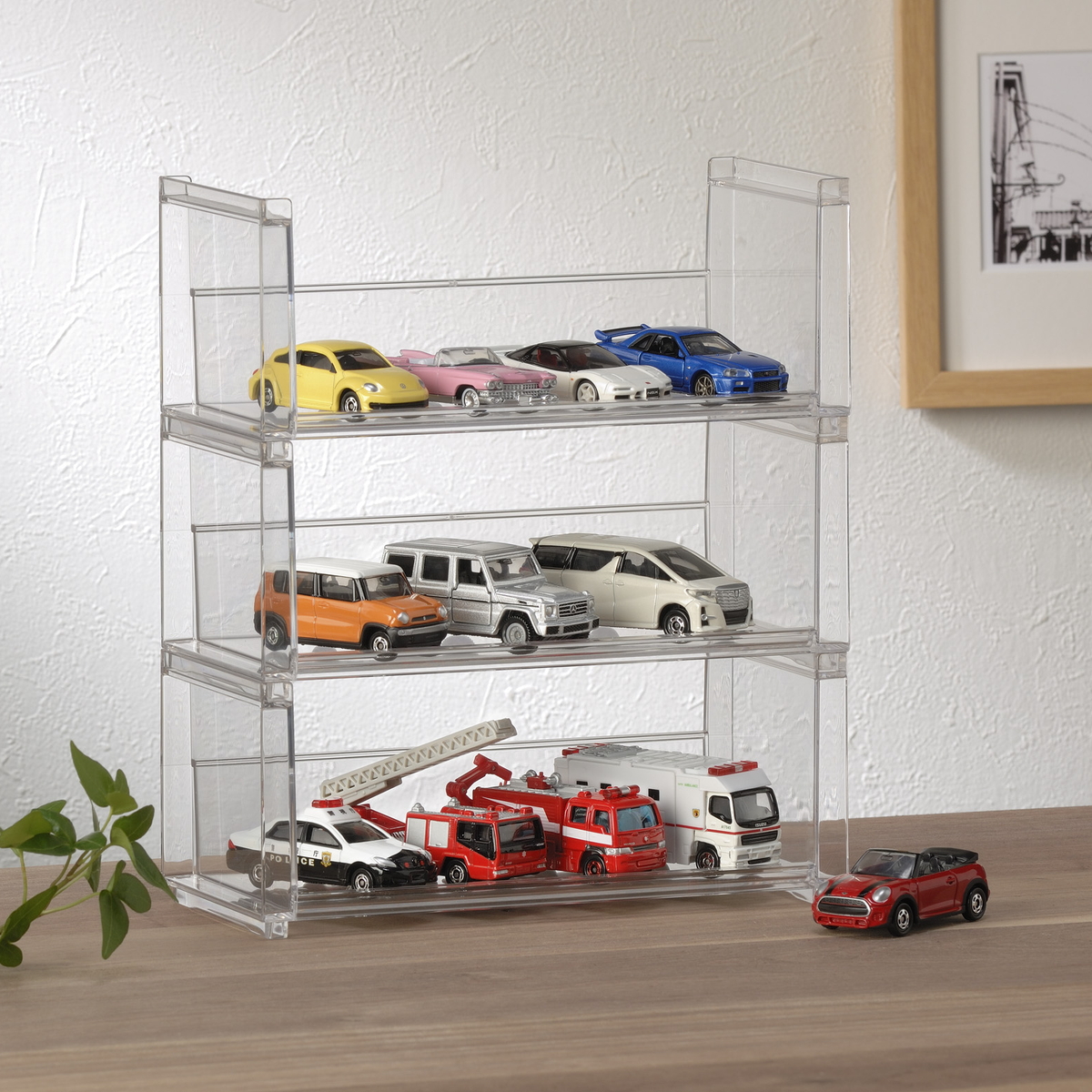 ディスプレイラック 幅19.8×奥行9.3×高さ8.1cm スタッキング 卓上 収納 ( ディスプレイ コレクション ケース プラスチック クリアケース フィギュア ディスプレイケース ラック インテリア 飾る 棚 見せる収納 )