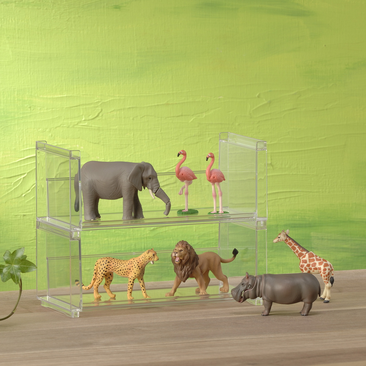 ディスプレイラック 幅19.8×奥行9.3×高さ8.1cm スタッキング 卓上 収納 ( ディスプレイ コレクション ケース プラスチック クリアケース フィギュア ディスプレイケース ラック インテリア 飾る 棚 見せる収納 )