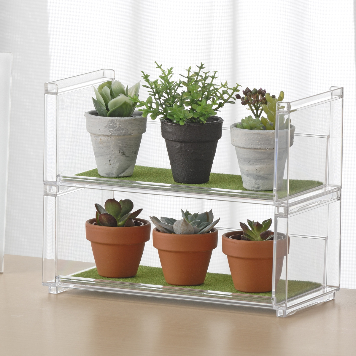 ディスプレイラック 幅19.8×奥行9.3×高さ8.1cm スタッキング 卓上 収納 ( ディスプレイ コレクション ケース プラスチック クリアケース フィギュア ディスプレイケース ラック インテリア 飾る 棚 見せる収納 )