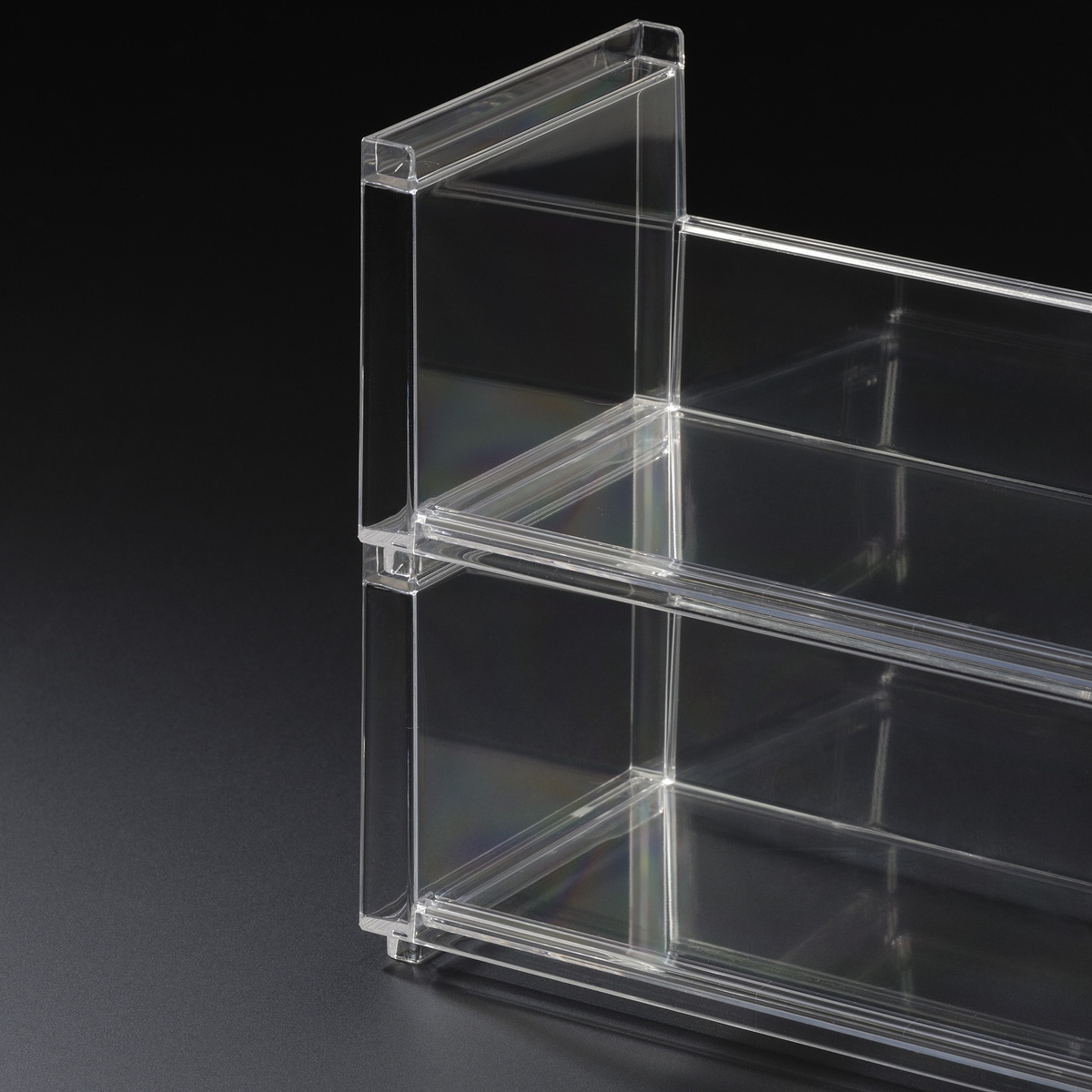 ディスプレイラック 幅19.8×奥行9.3×高さ8.1cm スタッキング 卓上 収納 ( ディスプレイ コレクション ケース プラスチック クリアケース フィギュア ディスプレイケース ラック インテリア 飾る 棚 見せる収納 )