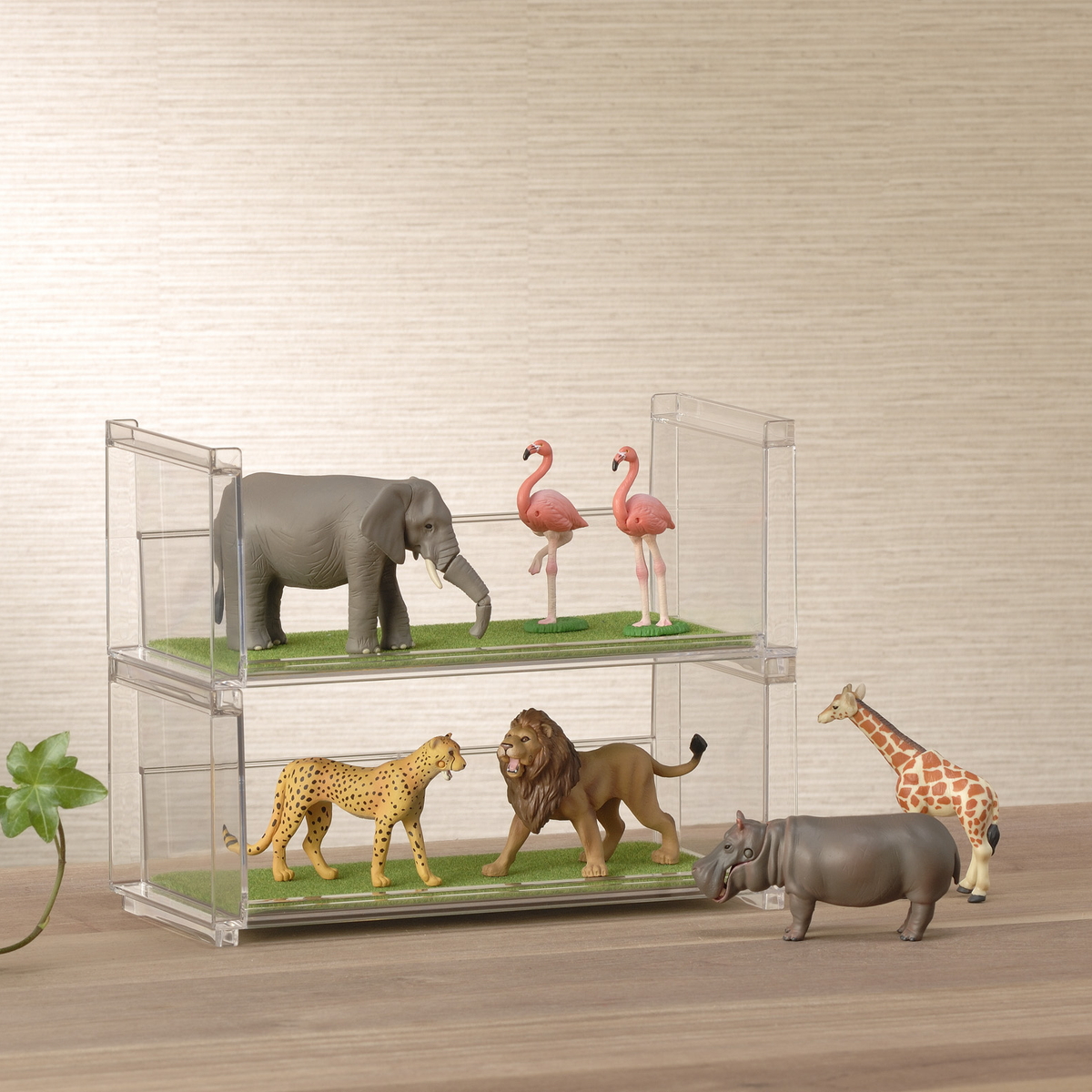 ディスプレイラック 幅19.8×奥行9.3×高さ8.1cm スタッキング 卓上 収納 ( ディスプレイ コレクション ケース プラスチック クリアケース フィギュア ディスプレイケース ラック インテリア 飾る 棚 見せる収納 )