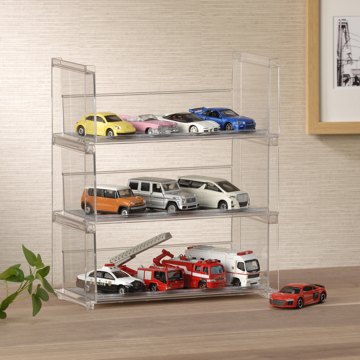 ディスプレイラック 幅19.8×奥行9.3×高さ8.1cm スタッキング 卓上 収納 ( ディスプレイ コレクション ケース プラスチック クリアケース フィギュア ディスプレイケース ラック インテリア 飾る 棚 見せる収納 )