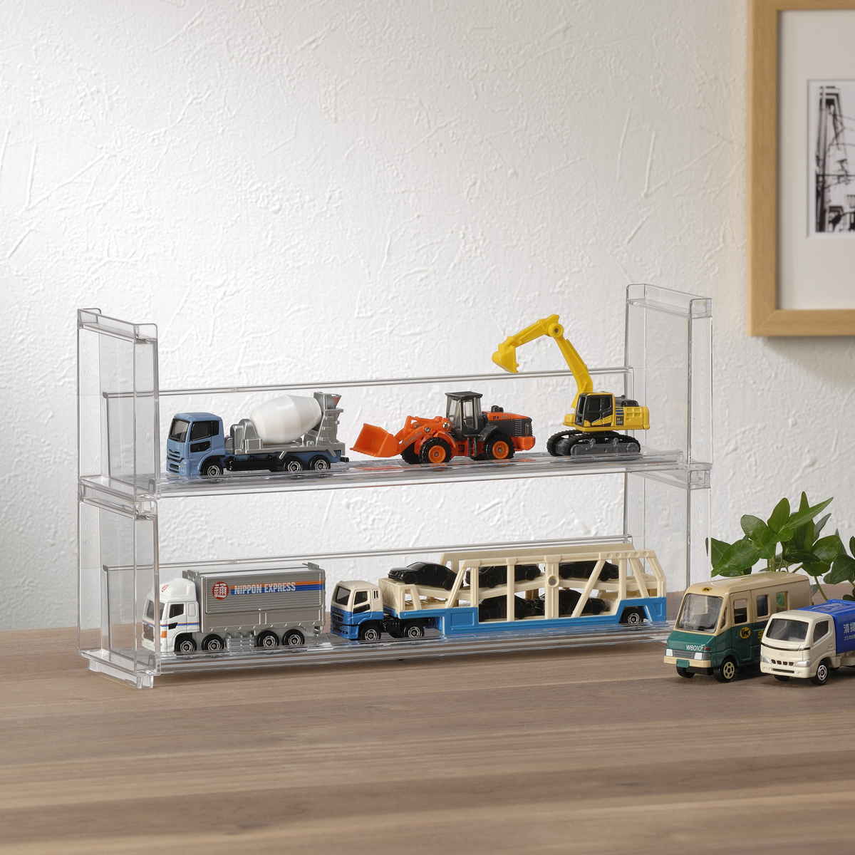 ディスプレイラック 幅26.9×奥行7×高さ8.1cm スタッキング 卓上 収納 ( ディスプレイ コレクション ケース プラスチック クリアケース フィギュア ディスプレイケース ラック インテリア 飾る 棚 見せる収納 )