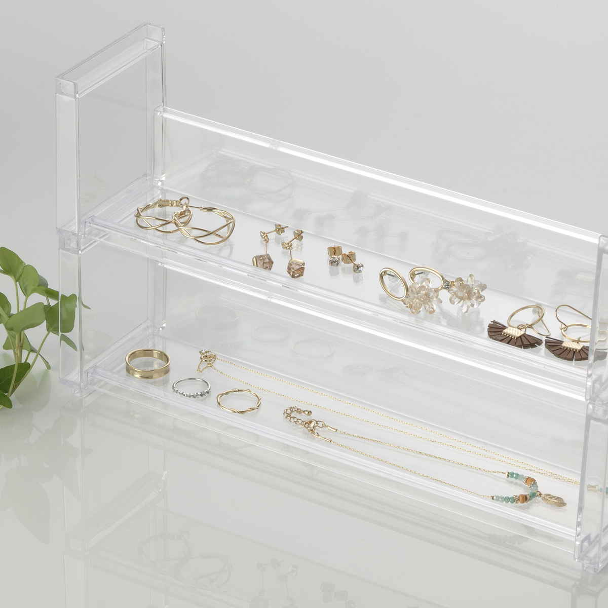 ディスプレイラック 幅26.9×奥行7×高さ8.1cm スタッキング 卓上 収納 ( ディスプレイ コレクション ケース プラスチック クリアケース フィギュア ディスプレイケース ラック インテリア 飾る 棚 見せる収納 )