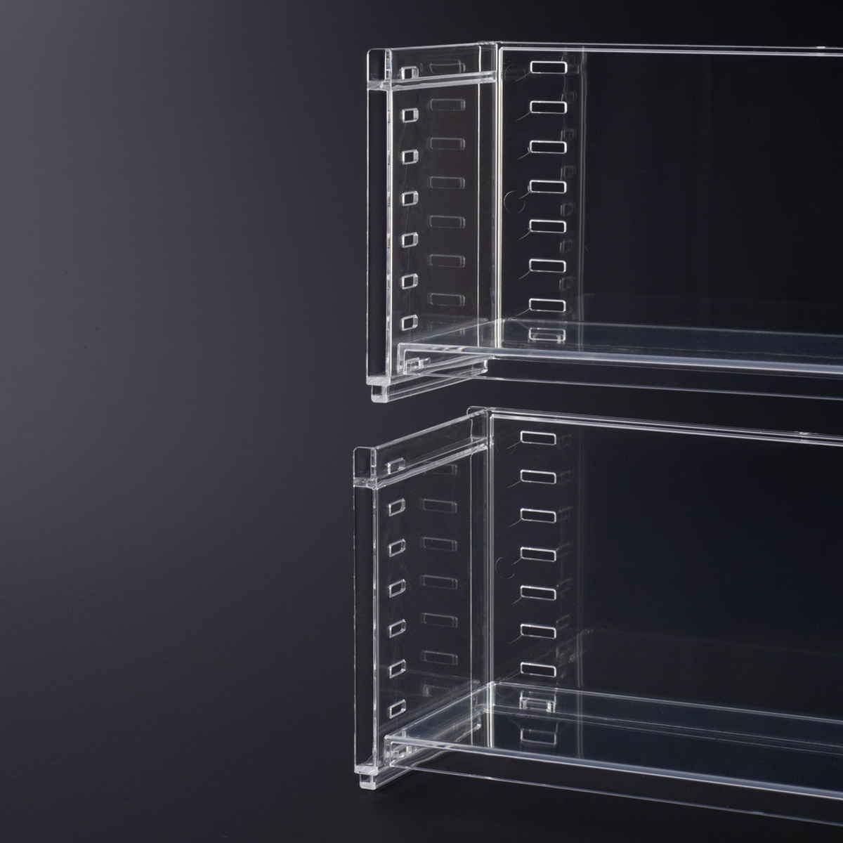 ディスプレイラック 幅19.6×奥行7×高さ9.1cm スタッキング 卓上 収納 ( ディスプレイ コレクション ケース プラスチック クリアケース フィギュア ディスプレイケース ラック インテリア 飾る 棚 見せる収納 )