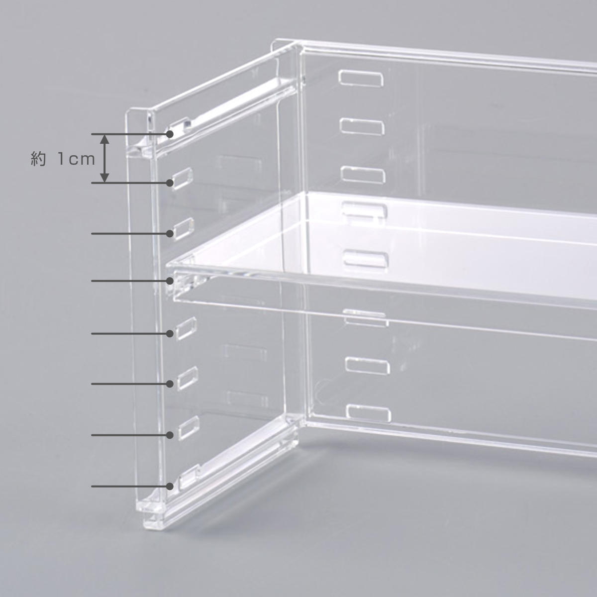 ディスプレイラック 幅19.6×奥行7×高さ9.1cm スタッキング 卓上 収納 ( ディスプレイ コレクション ケース プラスチック クリアケース フィギュア ディスプレイケース ラック インテリア 飾る 棚 見せる収納 )