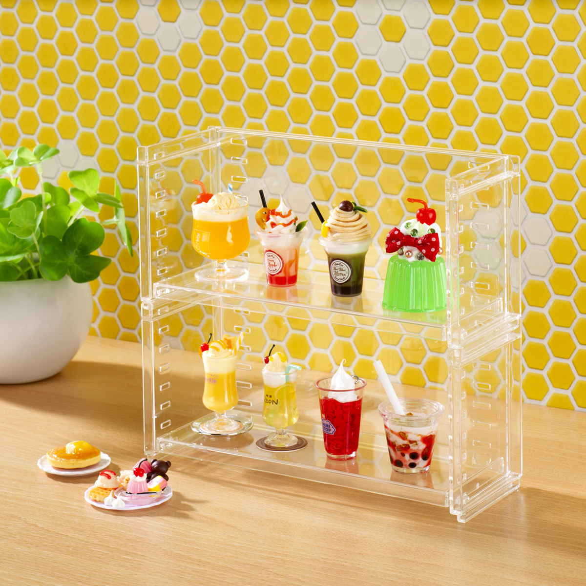 ディスプレイラック 幅19.6×奥行7×高さ9.1cm スタッキング 卓上 収納 ( ディスプレイ コレクション ケース プラスチック クリアケース フィギュア ディスプレイケース ラック インテリア 飾る 棚 見せる収納 )