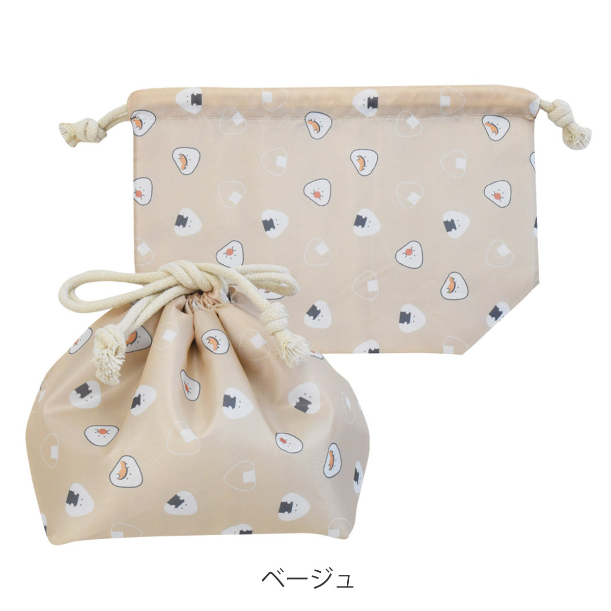 ランチ巾着 ぎゅっとおにぎりさん ( お弁当袋 お弁当入れ ランチバッグ おべんとう袋 マチ有り 巾着 お弁当包み 弁当包み お弁当 弁当 持ち運び お弁当用 大人 こども かわいい ) 【ピンク】 ピンク