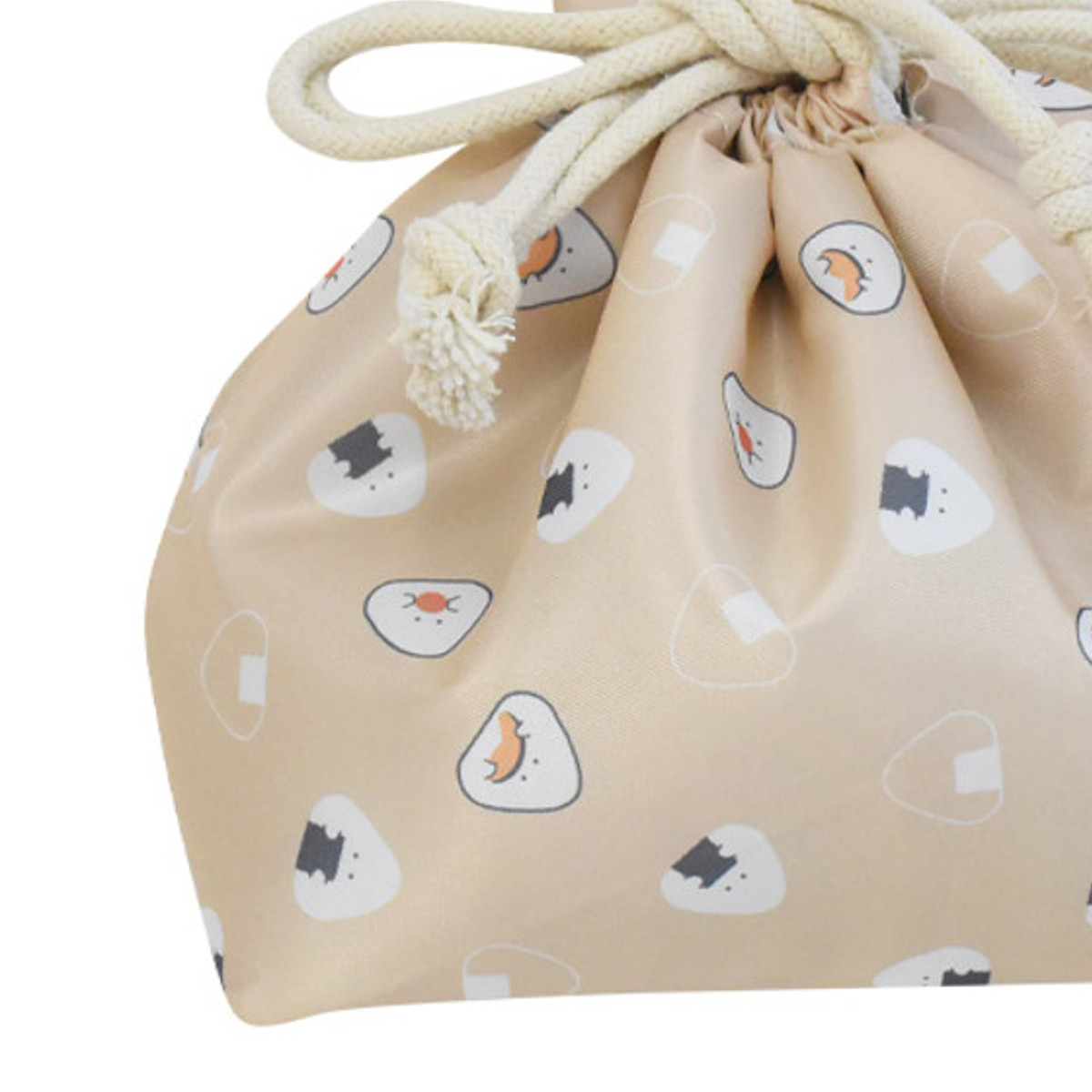 ランチ巾着 ぎゅっとおにぎりさん ( お弁当袋 お弁当入れ ランチバッグ おべんとう袋 マチ有り 巾着 お弁当包み 弁当包み お弁当 弁当 持ち運び お弁当用 大人 こども かわいい ) 【ピンク】 ピンク