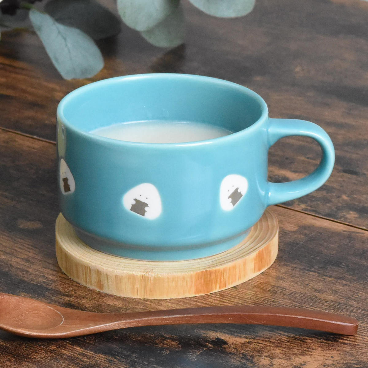 カップ ぎゅっとおにぎりさん スープマグ ( 日本製 電子レンジ対応 食洗機対応 陶磁器 おしゃれ かわいい スープ マグカップ スタッキング可能 ) 【のり】 のり