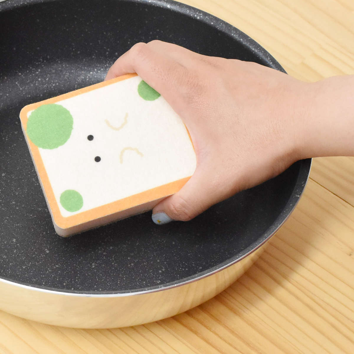 キッチンスポンジ もちっと食ぱんさん スポンジ 3個入り ( 食器用スポンジ 台所用スポンジ キッチン用スポンジ キッチン雑貨 食器洗い 食器用 鍋用 クリーナー たわし 食器スポンジ 泡立ち 四角 パン かわいい )