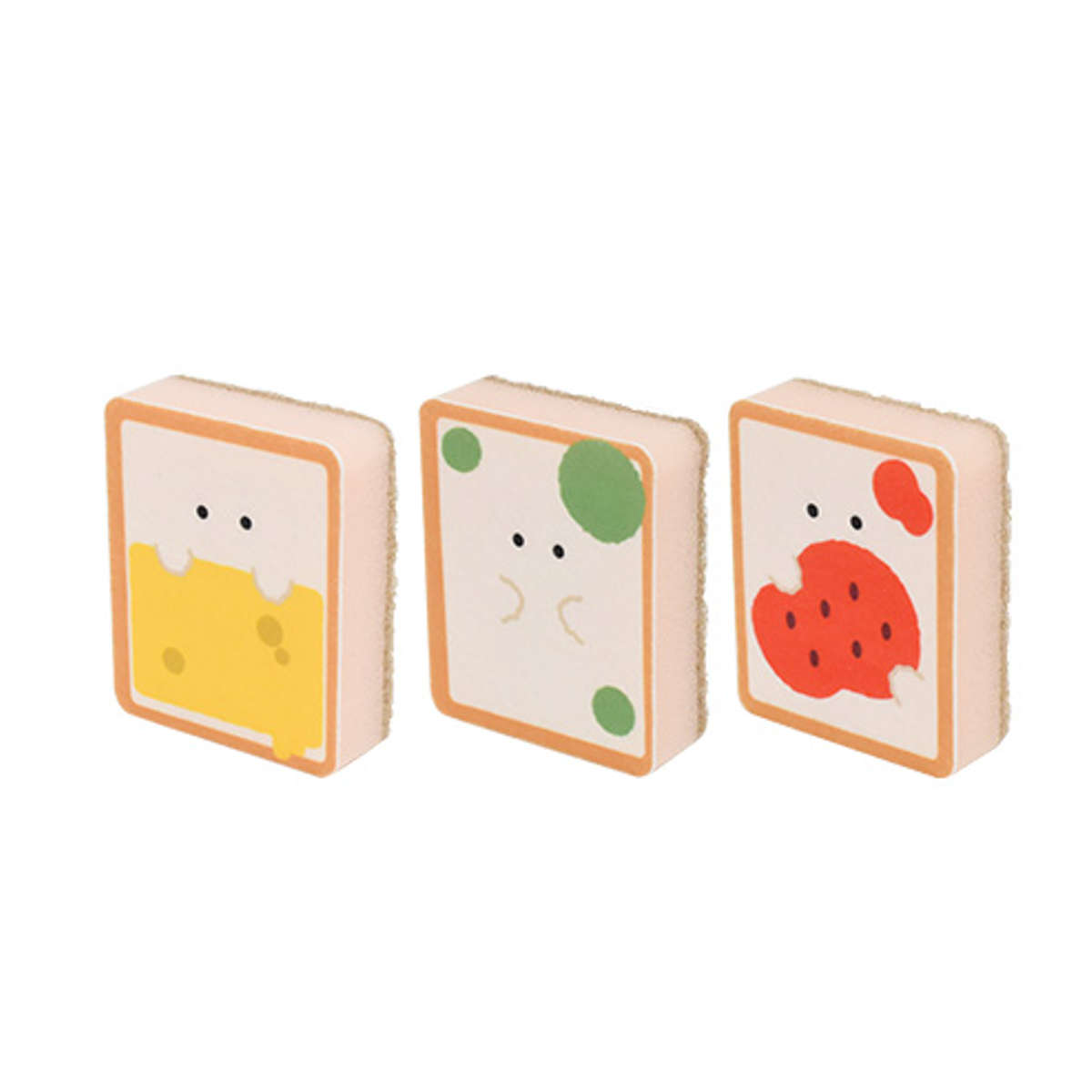 キッチンスポンジ もちっと食ぱんさん スポンジ 3個入り ( 食器用スポンジ 台所用スポンジ キッチン用スポンジ キッチン雑貨 食器洗い 食器用 鍋用 クリーナー たわし 食器スポンジ 泡立ち 四角 パン かわいい )