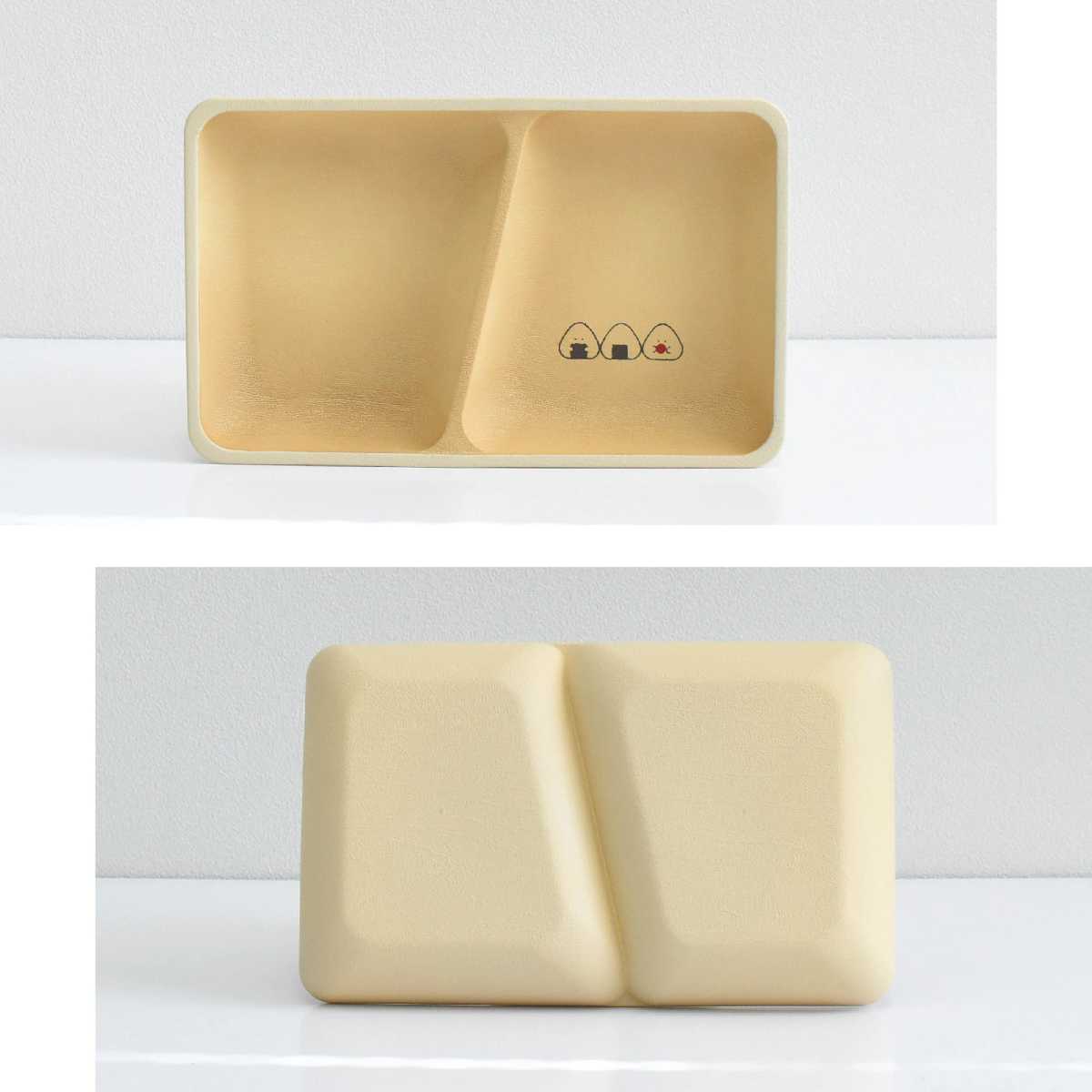 ランチプレート ぎゅっとおにぎりさん スクエアプレート ( 日本製 プレート 皿 お皿 電子レンジ対応 食洗機対応 かわいい 仕切り皿 ワンプレート 木目調 ナチュラル )