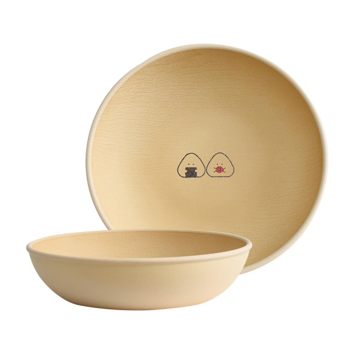 プレート ぎゅっとおにぎりさん ラウンド S ( 日本製 皿 お皿 電子レンジ対応 食洗機対応 かわいい ワンプレート ランチプレート 木目調 ナチュラル )