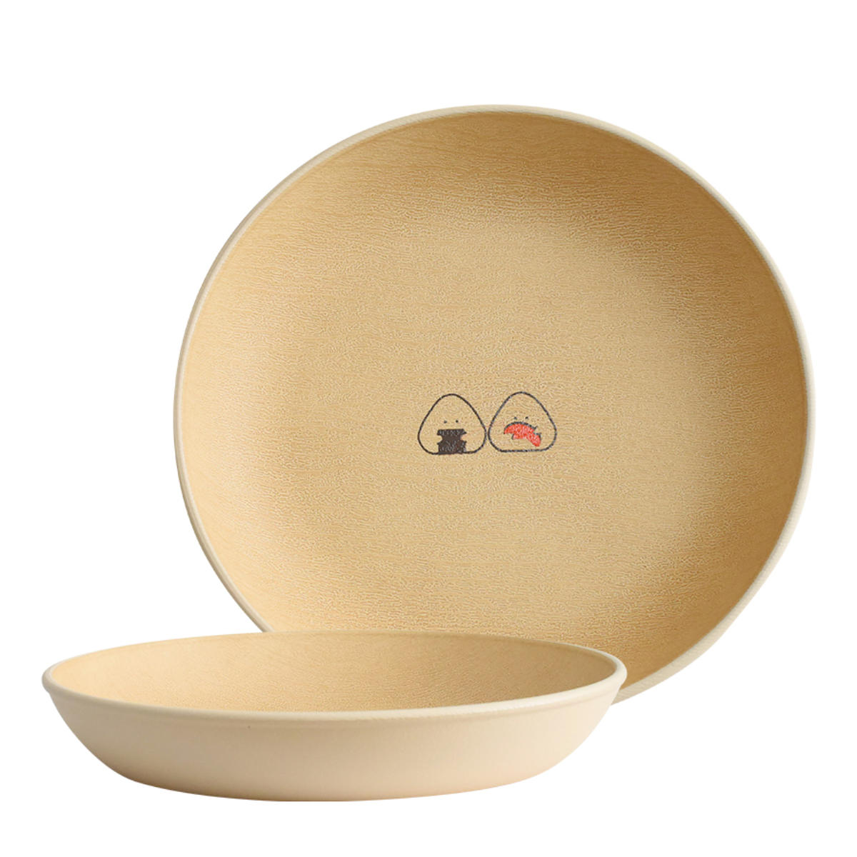 プレート ぎゅっとおにぎりさん ラウンド M ( 日本製 皿 お皿 電子レンジ対応 食洗機対応 かわいい ワンプレート ランチプレート 木目調 ナチュラル )