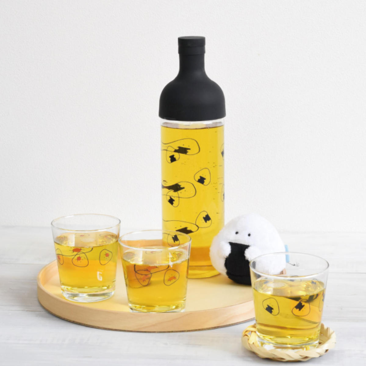 ボトル ぎゅっとおにぎりさん フィルターインボトル ( 冷水筒 ピッチャー ポット 麦茶ポット 食洗機対応 日本製 ガラス 耐熱ガラス かわいい 水出し 緑茶 紅茶 )