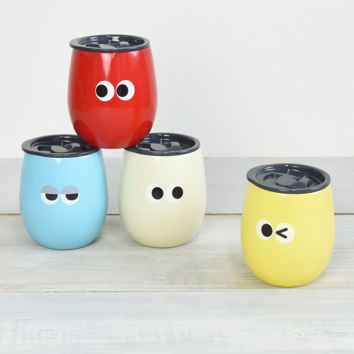 タンブラー イロイロオメメ ステンレスタンブラー ( 240ml 保冷 保温 ステンレス コップ かわいい カラフル 目つき キャラクター風 顔付き ) 【ピンク】 ピンク