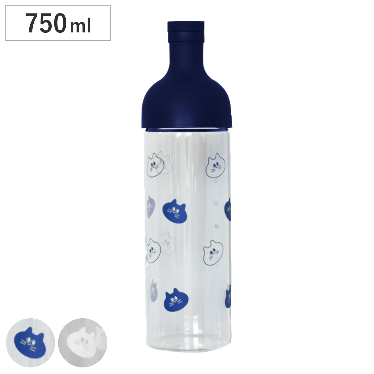 ピッチャー いたわりキャット フィルターインボトル （ 750ml 耐熱ガラス 水差し ポット ウォーター 冷水 ジャグ お茶 麦茶 持ち運び 麦茶ポット ） 【ブルー】