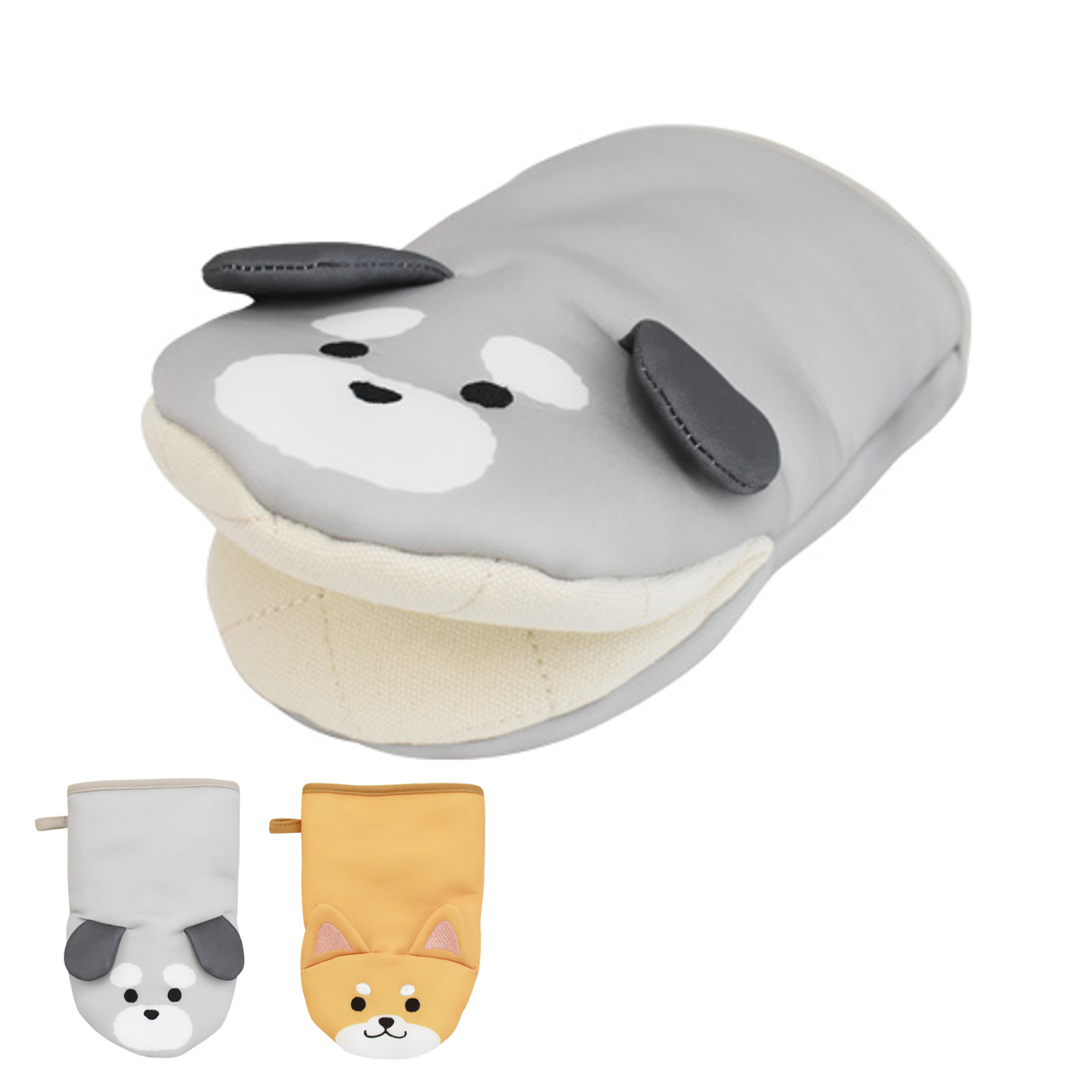 ミトン MOFUZOO イヌ （ 鍋つかみ キッチンミトン オーブンミット レンジミトン キッチングローブ なべつかみ ループ付き 左右兼用 犬 かわいい ） 【シュナウザー】