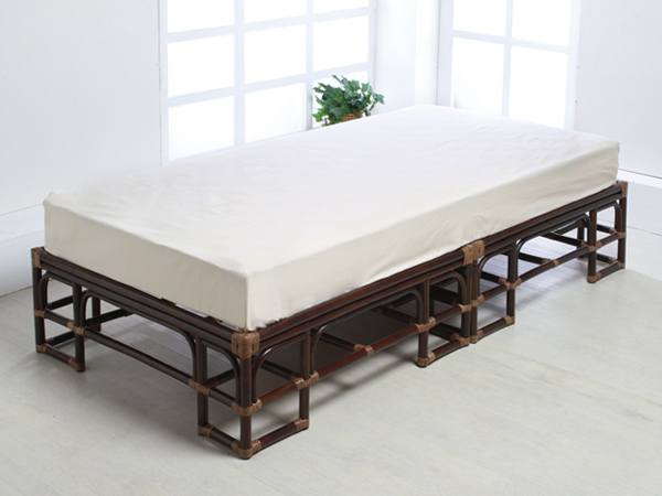 籐 スノコベッド ハイタイプ ラタン家具 2分割式 （ ラタン