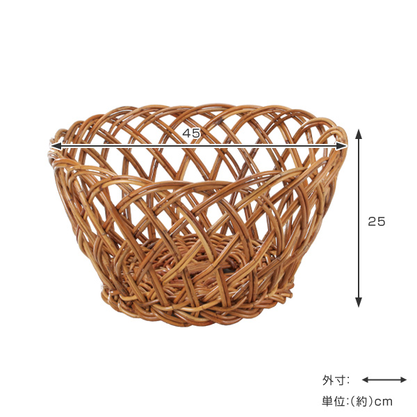 籐 脱衣かご ランドリーバスケット ラタン製 直径45cm （ ラタン