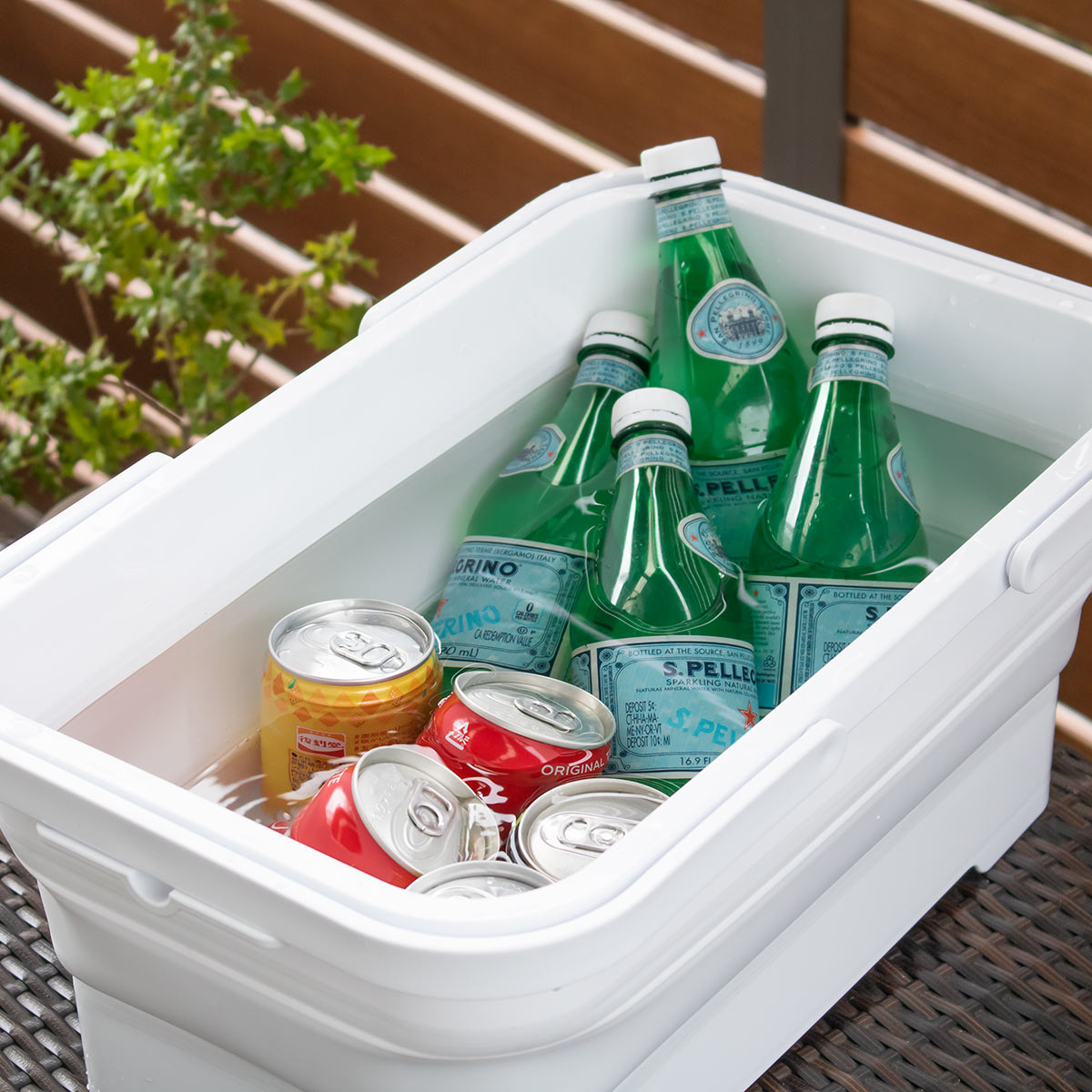 バケツ 折りたたみ 15L ソフトタブ ハンドル付き ( 折り畳みバケツ 大容量 角型 持ち手付 ソフト タブ 漬け置き洗い 桶 洗い桶 洗濯かご フットバス キッチン ランドリー たためる レジャー ペット 大きい ホワイト シンプル )