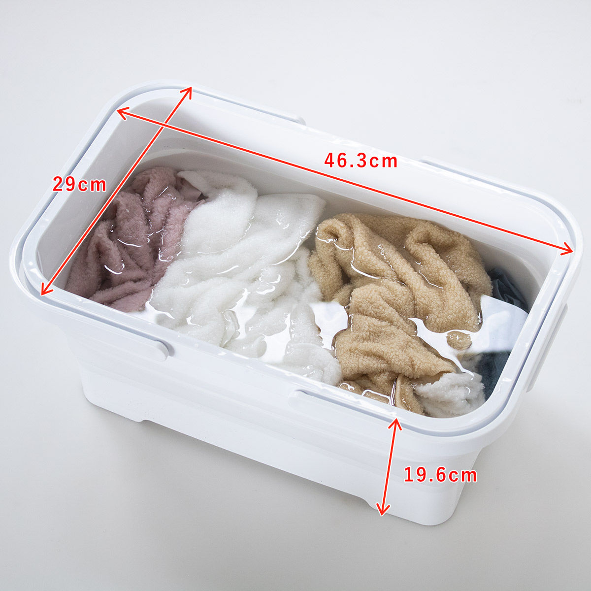 バケツ 折りたたみ 15L ソフトタブ ハンドル付き ( 折り畳みバケツ 大容量 角型 持ち手付 ソフト タブ 漬け置き洗い 桶 洗い桶 洗濯かご フットバス キッチン ランドリー たためる レジャー ペット 大きい ホワイト シンプル )