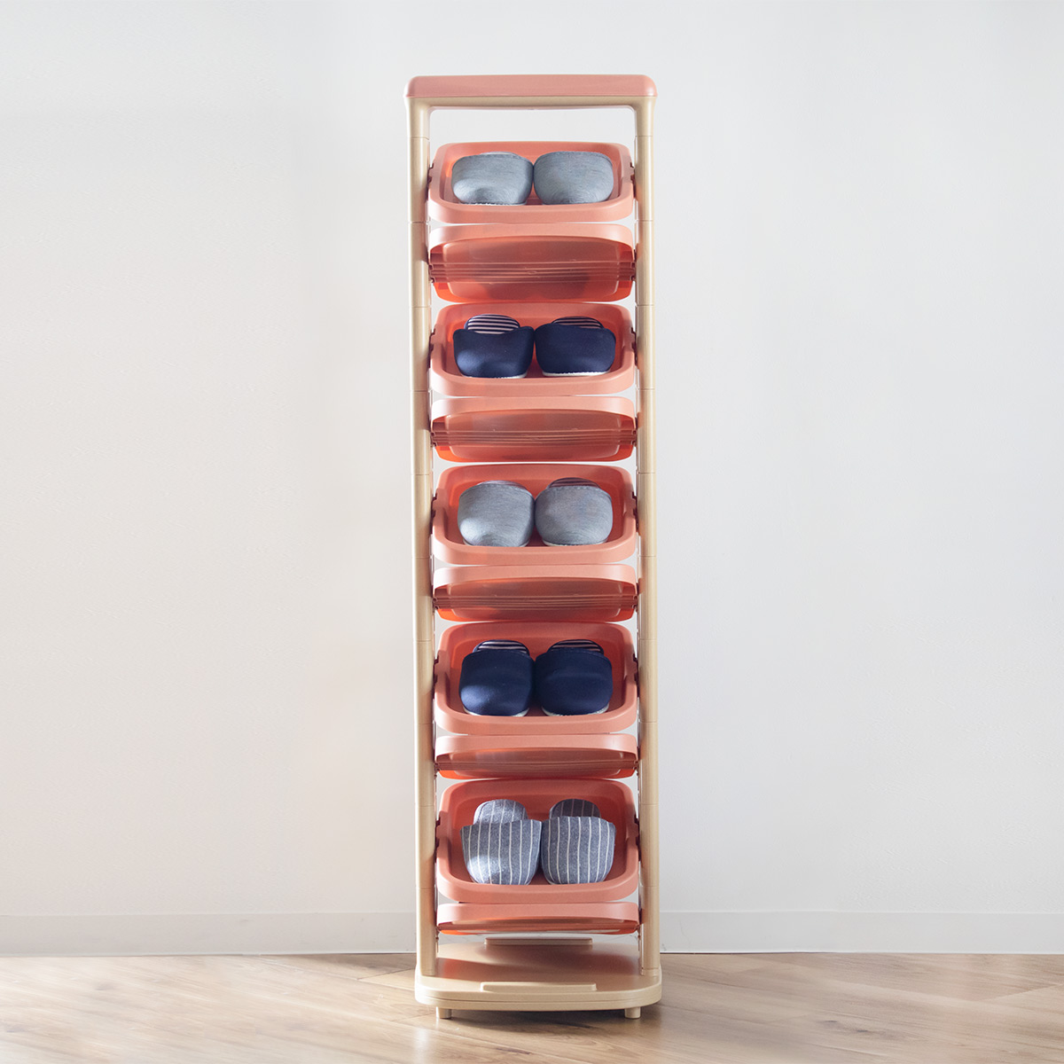 シューズラック ソルダー 10段 回転 省 スペース ( 下駄箱 靴 収納 両面 回転式 シューズボックス 靴箱 靴棚 省スペース 可動式 角度調整 段数調整 簡単 組み立て式 スリッパ収納 ) 【グリーン】 グリーン