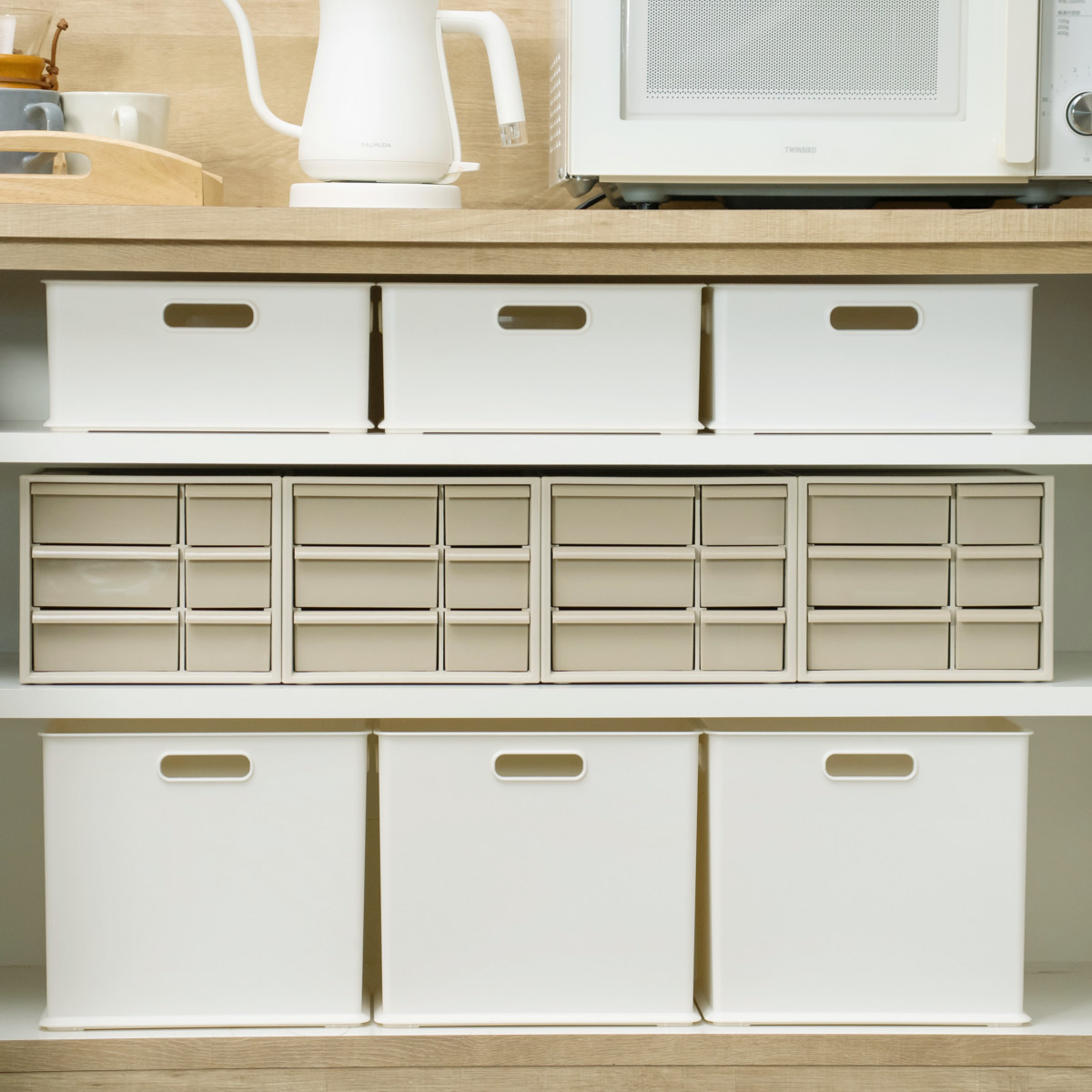 卓上収納ボックス アイケースS 収納ボックス 引き出し 卓上収納 同色12個セット 日本製 小物入れ ( 収納ケース 卓上 収納 小物ケース 小物収納 収納用品 小物 プラスチック デスク収納 机上用 机上ラック ) 【グレージュ】 グレージュ