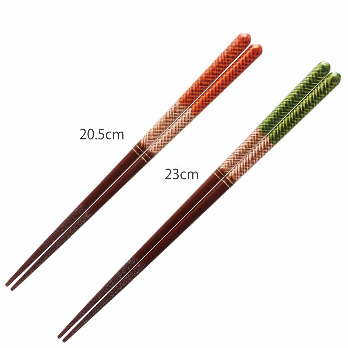 箸 20.5cm 23cm 色結び 漆塗り 木製 日本製 ( 食洗機対応 お箸 はし 大人 木 和食器 カトラリー 艶仕上げ すべり止め おはし ハシ 木製箸 男性 女性 おしゃれ 鮮やか 柄 カラー つや 先丸 1膳 単品 ) 【オレンジ】 オレンジ