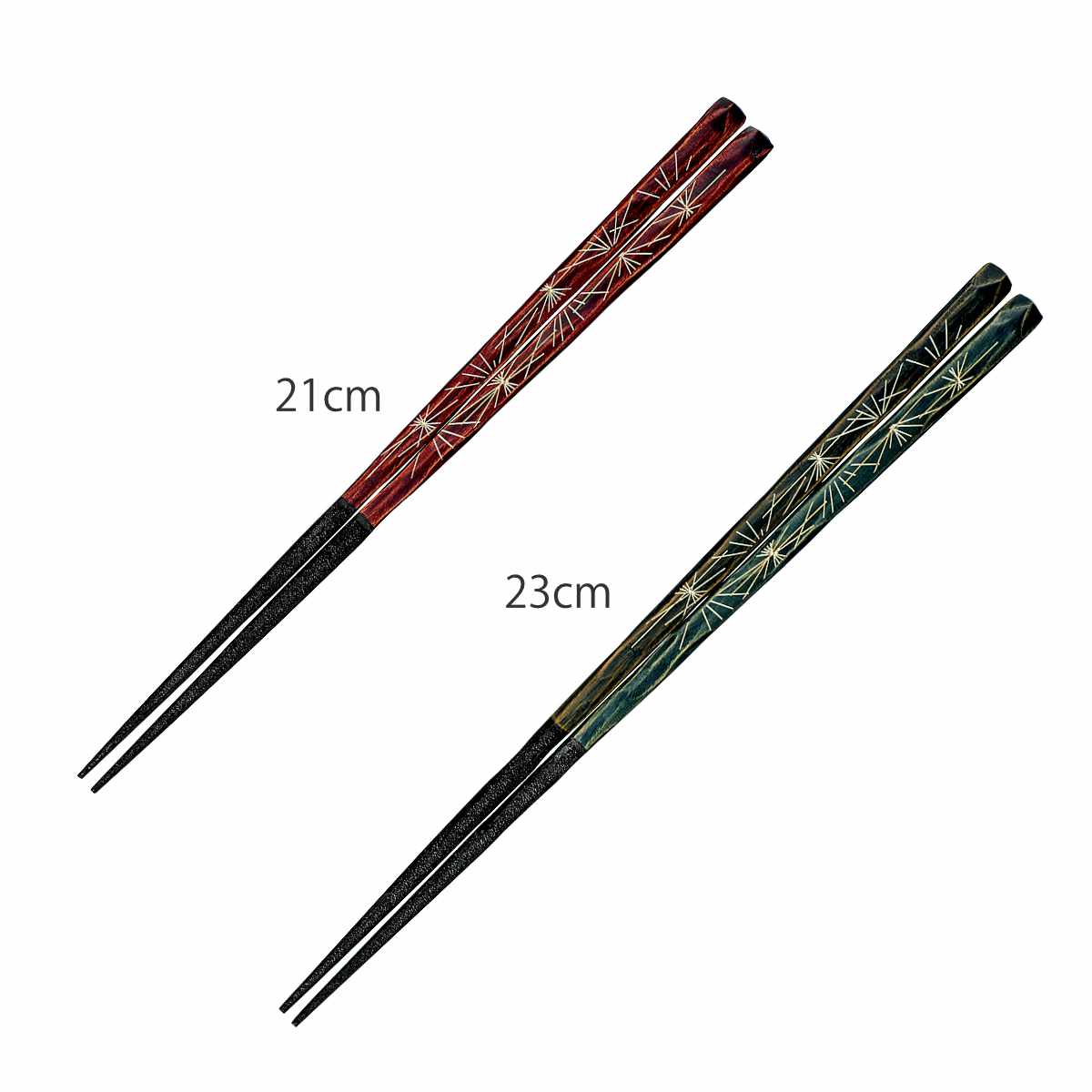 箸 21cm 23cm プレミアムアイ エレガントライン 扇松葉 漆 木製 天然木 日本製 ( お箸 はし 男性 女性 木 塗箸 すべり止め おはし ハシ 塗り箸 滑り止め 大人 カトラリー 和食器 漆塗り ) 【赤扇松葉】 赤扇松葉