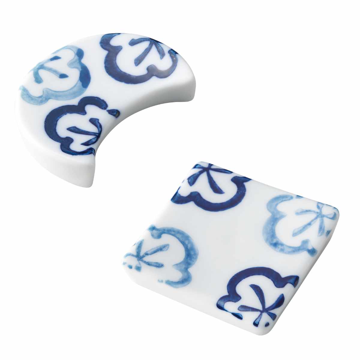 箸置き 5cm 三日月 四角 梅紋 箸置 陶器 日本製 ( 食洗機対応 はしおき カトラリーレスト 陶器製 箸休め カトラリー置き 箸 置き レスト カトラリー シンプル おしゃれ かわいい 梅 ) 【四角】