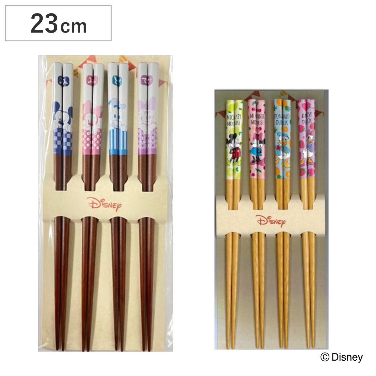 箸 4膳入り 23cm ディズニー 和 フルーツ フェイス 木製 日本製 ( お箸 はし 大人 木 天然木 和食器 カトラリー ミッキー ミニー ドナルド デイジー おはし ハシ 木製箸 男性 女性 和柄 先丸 4膳 セット ファミリー 家族 Disney ) 【フルーツ】