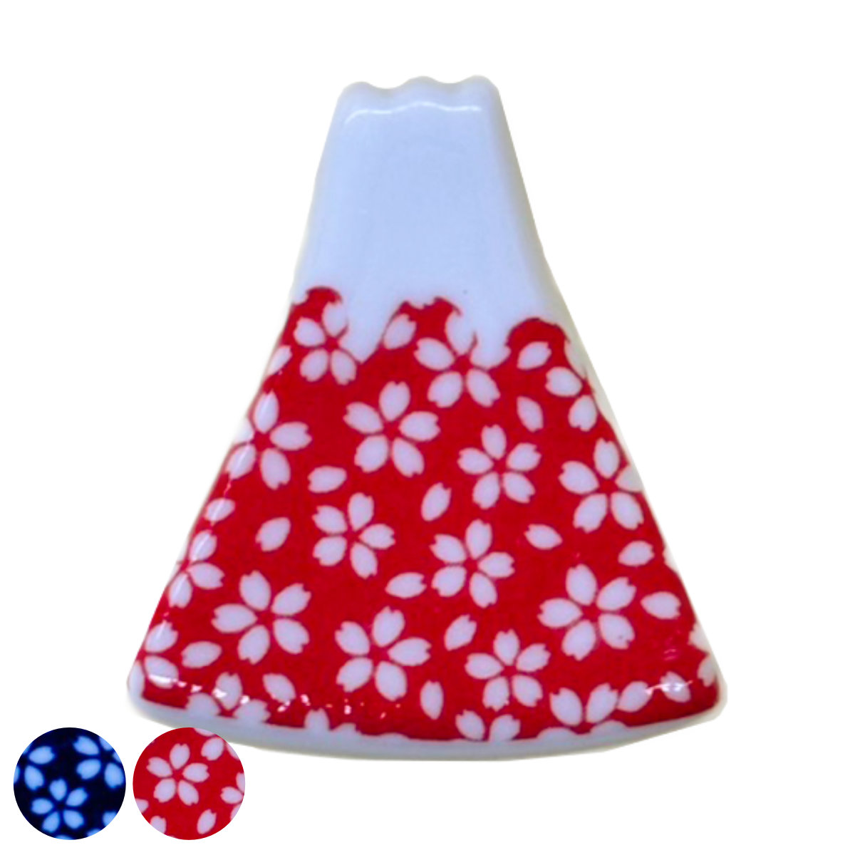 箸置き 箸置 富士山 桜 ( 磁器 日本製 食洗機対応 はし置き カトラリーレスト おしゃれ かわいい 箸 はし お箸 さくら 花柄 花 和柄 和風 ) 【赤】