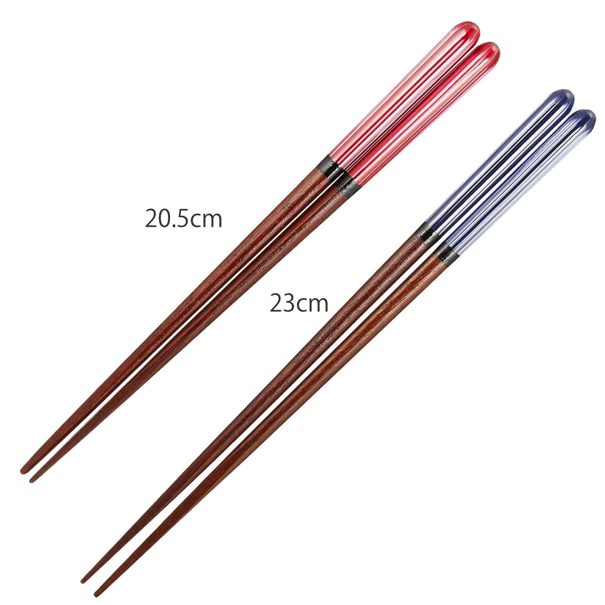 箸 20.5cm 23cm うるしde暮らそ 漆十草 漆塗 木製 ( お箸 はし おはし ハシ カトラリー ストライプ うるし 天然木 自宅用 プレゼント 普段使い おしゃれ 日本製 ) 【レッド】 レッド