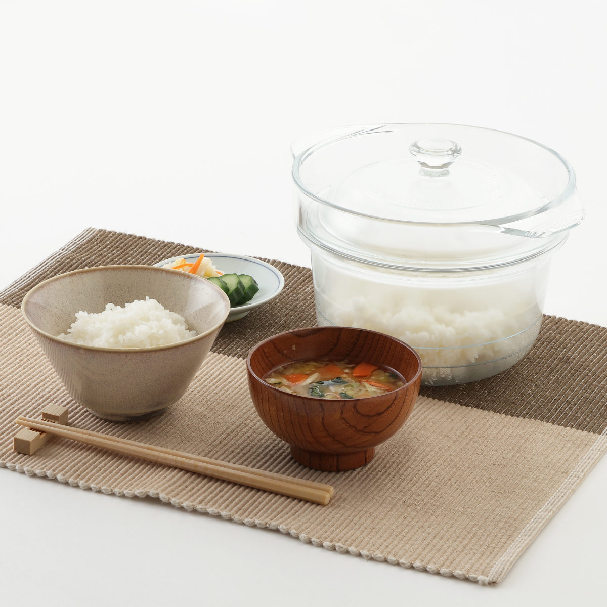 電子レンジ調理鍋 18cm 耐熱ガラス製 デリッシュライフ 耐熱ガラスマルチポット ( 電子レンジ調理器 レンジ調理器 鍋 なべ ガラス製 食洗機対応 18センチ 炊飯 1合 2合 2.1L 2L レンジ調理 炊飯器 一合 二合 二合炊き )