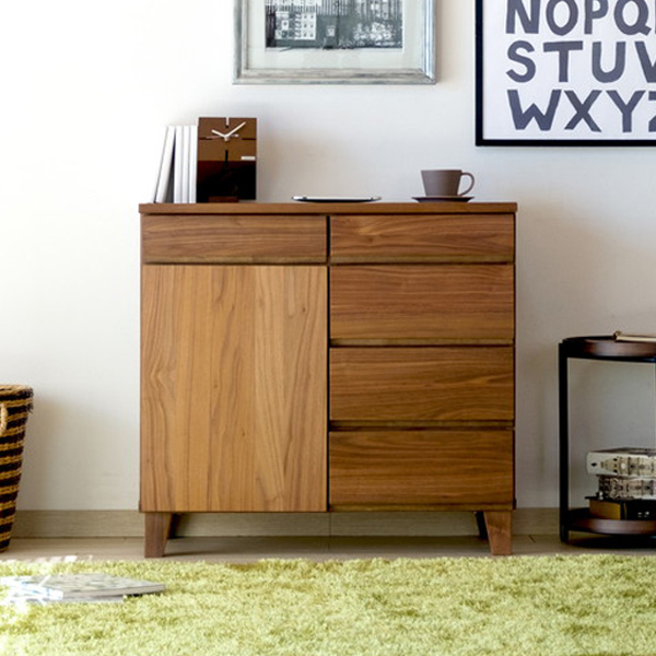Dショッピング サイドボード リビング収納 北欧風 ウォールナット Bask 幅80cm リビングボード 収納棚 キャビネット 完成品 多目的ラック カウンター下収納 ディスプレイラック 収納 引き出し 引出し 天然木 ウォルナット 幅80 カテゴリ 本棚 ラック シェルフ