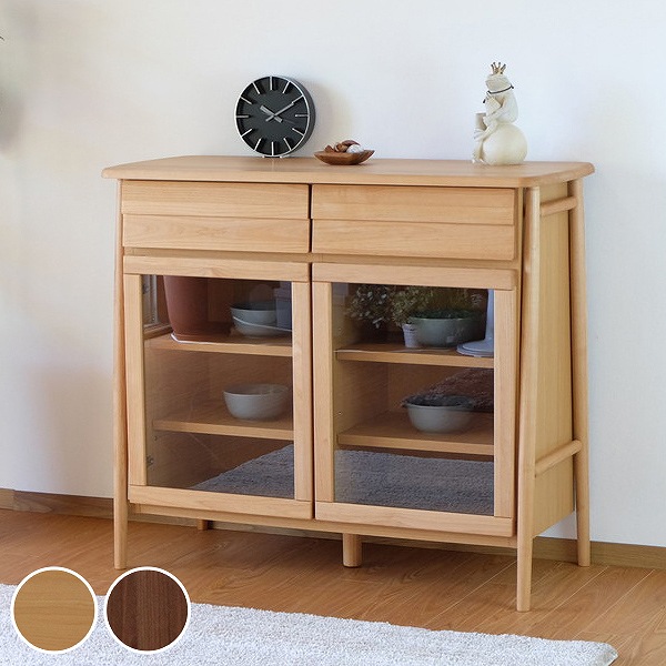 極美品 飾り棚 木製ガラス扉キャビネット キュリオケース ブラウン