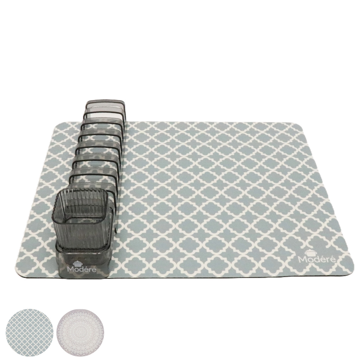 水切りカゴ 水切りマット 吸水マット&水切りセット ( 水切りラック 水切り 吸水マット ディッシュラック カトラリースタンド ゴム 食器 乾燥 速乾 コンパクト 省スペース シンク上 ) 【グリーン】