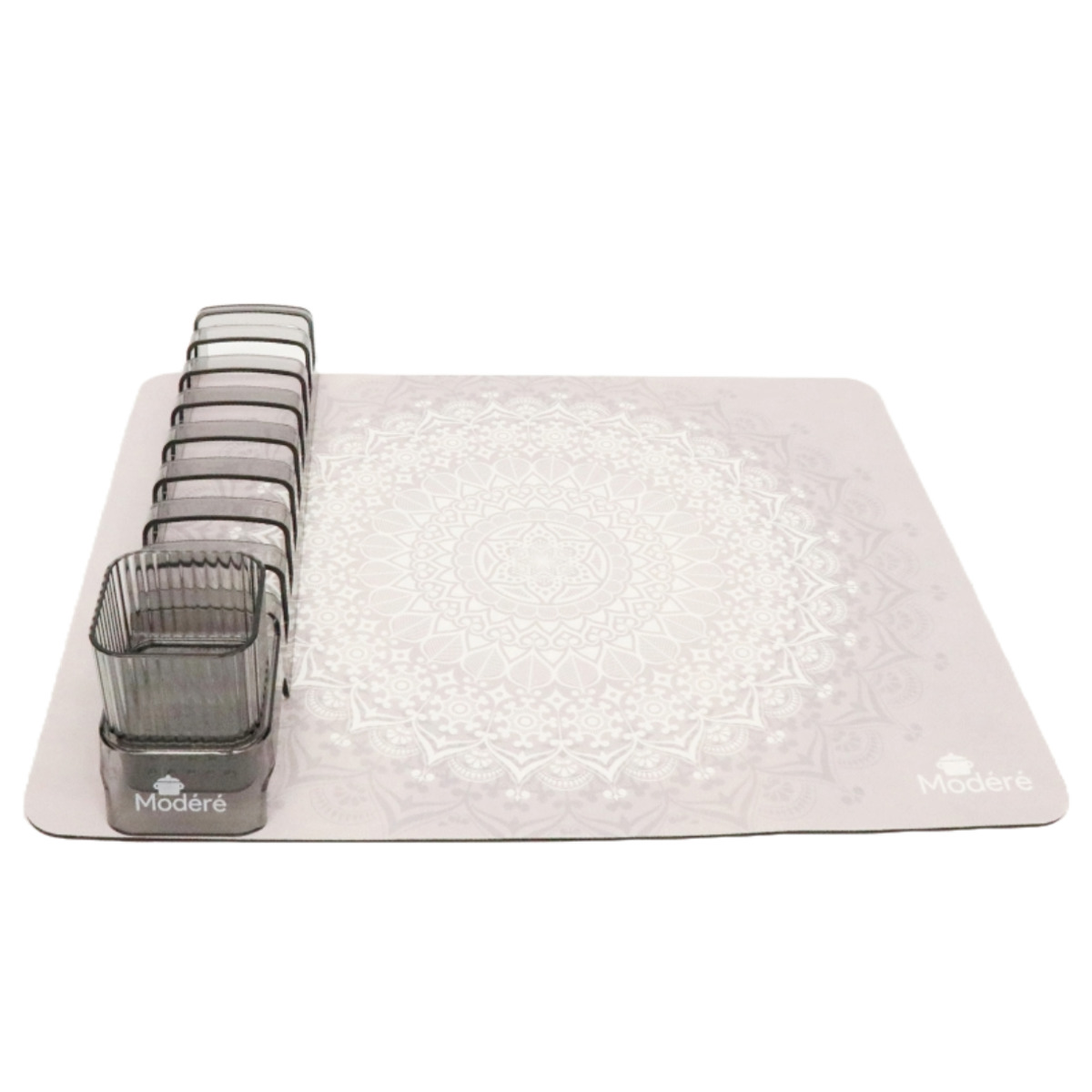 水切りカゴ 水切りマット 吸水マット&水切りセット ( 水切りラック 水切り 吸水マット ディッシュラック カトラリースタンド ゴム 食器 乾燥 速乾 コンパクト 省スペース シンク上 ) 【グレー】 グレー