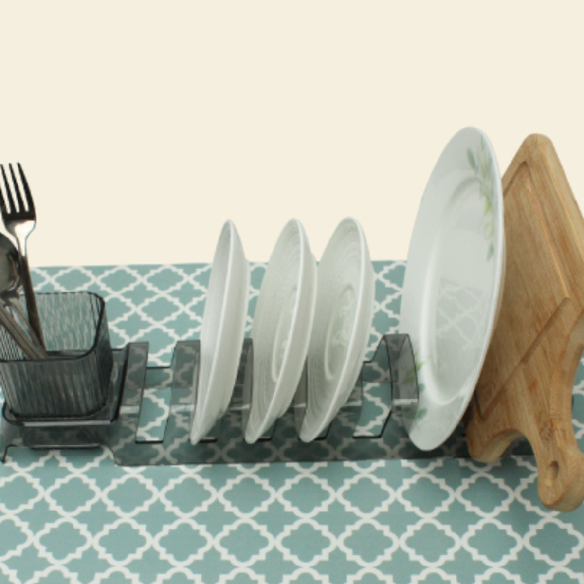 水切りカゴ 水切りマット 吸水マット&水切りセット ( 水切りラック 水切り 吸水マット ディッシュラック カトラリースタンド ゴム 食器 乾燥 速乾 コンパクト 省スペース シンク上 ) 【グレー】 グレー