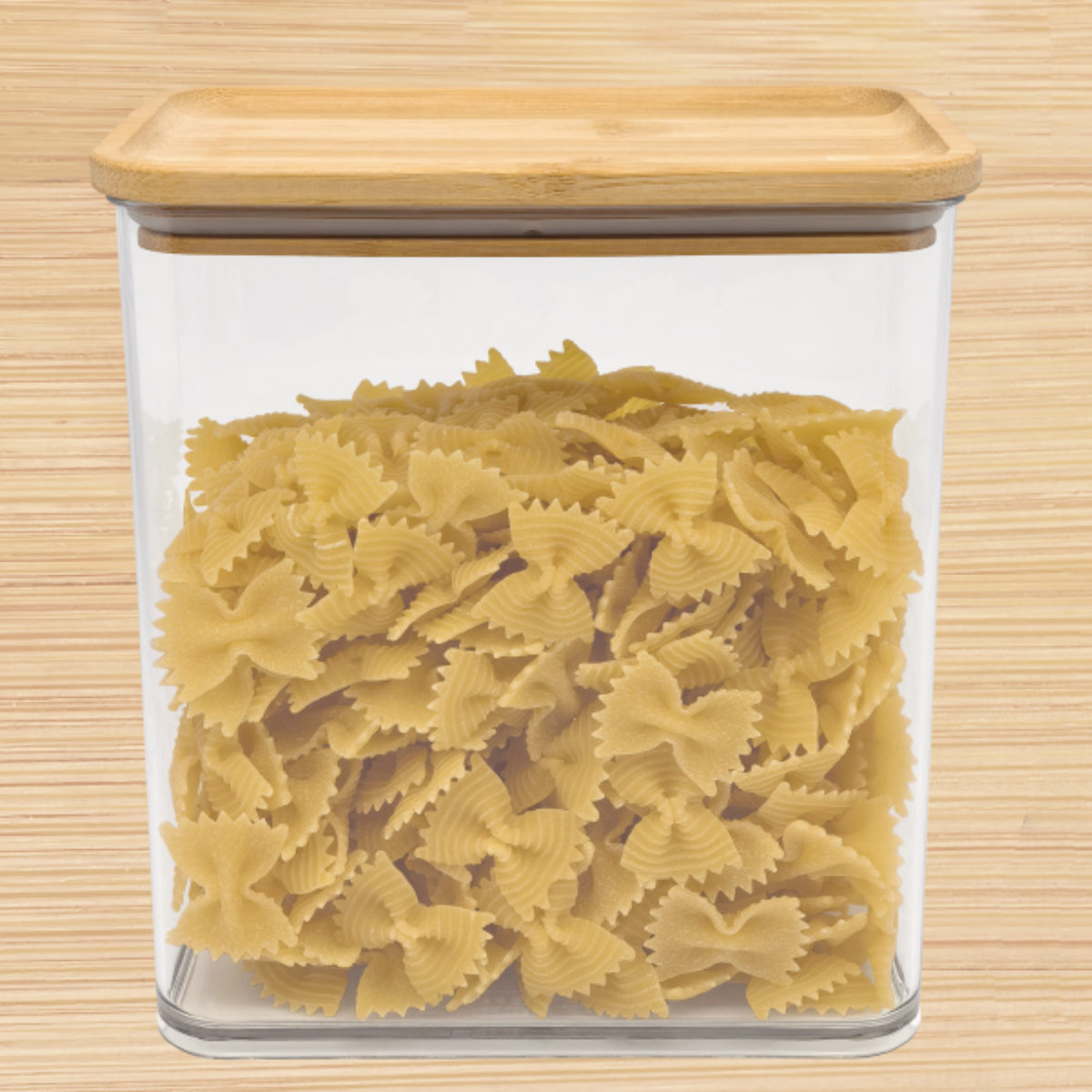保存容器 2.4L 木目調 クリア 保存ケース ( 保存 容器 調味料容器 キャニスター ストッカー 調味料入れ プラスチック 蓋付き 竹 蓋 スタッキング キッチン小物 キッチン用品 北欧 北欧風 軽い 割れにくい 中が見える )