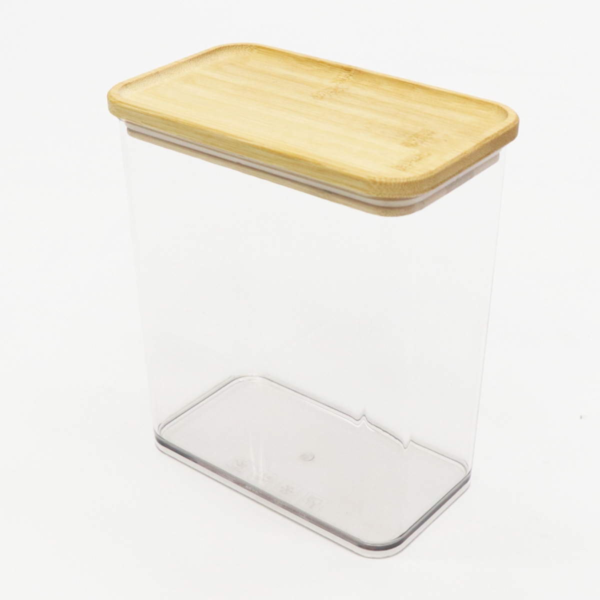 保存容器 2.4L 木目調 クリア 保存ケース ( 保存 容器 調味料容器 キャニスター ストッカー 調味料入れ プラスチック 蓋付き 竹 蓋 スタッキング キッチン小物 キッチン用品 北欧 北欧風 軽い 割れにくい 中が見える )