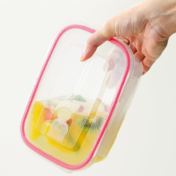 保存容器 660ml 2個入り 液漏れしない スマートフラップ&ロックス 角型 ( 密閉容器 密閉保存容器 フードストッカー 食洗機対応 電子レンジ対応 冷凍 冷蔵 4点ロック 長方形 プラスチック 食品保存 ) 【 ピンク 】 ピンク