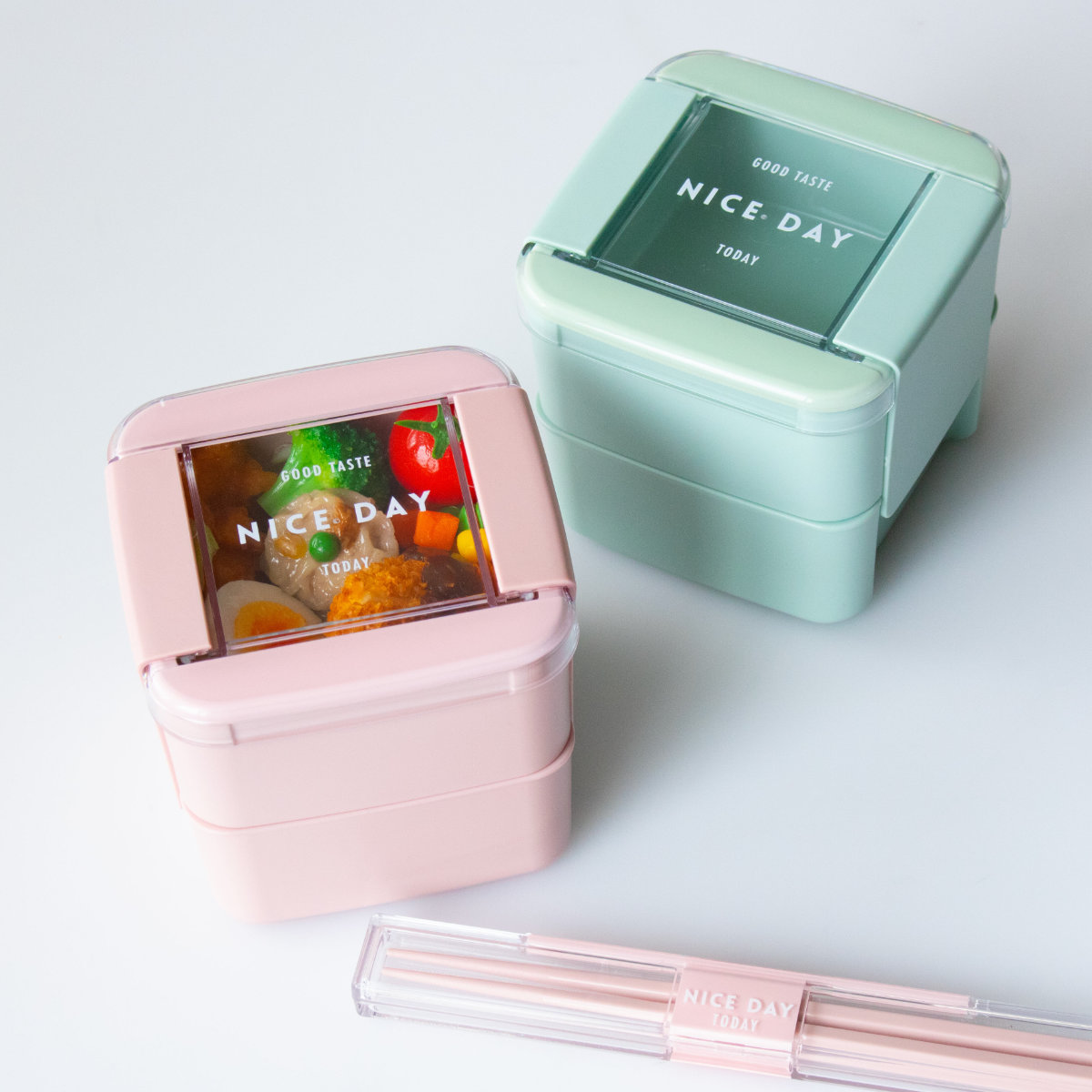 お弁当箱 イージーケアランチスクエア2段 680ml ( 弁当箱 ランチボックス パッキン一体式 レンジ対応 食洗機対応 大人 女子 レンジOK 食洗機OK 二段 弁当 お弁当 抗菌加工 透明蓋 ) 【イエロー】 イエロー